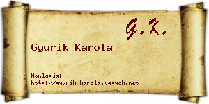 Gyurik Karola névjegykártya